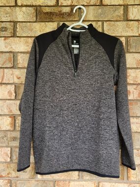 Youth Size 16 Gray Quarter-Zip Performance Sweater